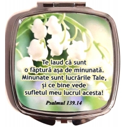 Oglinda dubla metalica pentru poseta, Te laud ca sunt...